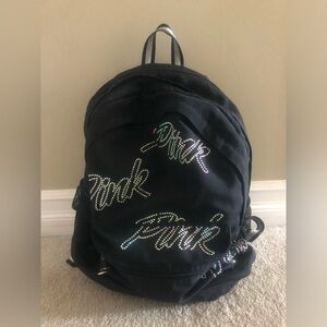 Victoria secret PINK BLING rhinestone backpack 
Black